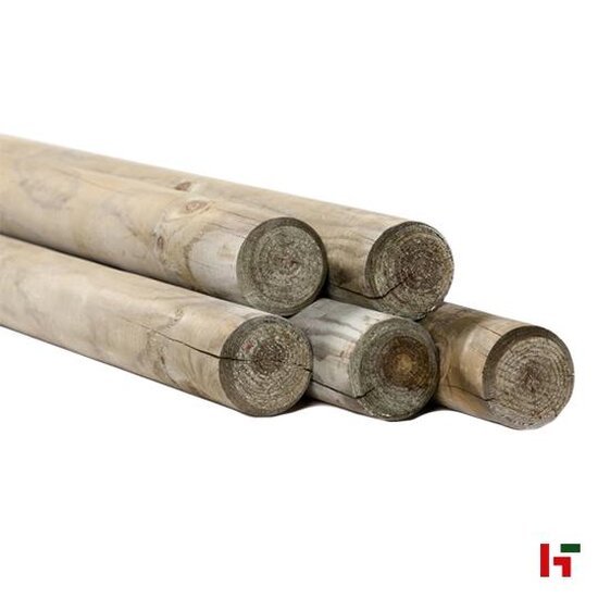 Palen & rondhout - Grenen ronde paal één kant gepunt, Gefreesd 160 cm Ø 10 cm Groen Geïmpregneerd - Private label