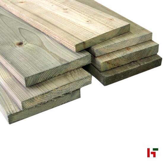 Constructiehout - Grenen planken met rechte kanten, Fijn bezaagd 19 x 150 mm 300 cm Groen Geïmpregneerd - Private label