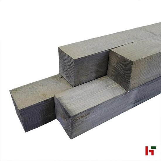 Constructiehout - Grenen constructiehout, Fijn bezaagd 90 x 90 mm 250 cm Grijs Geïmpregneerd - Private label