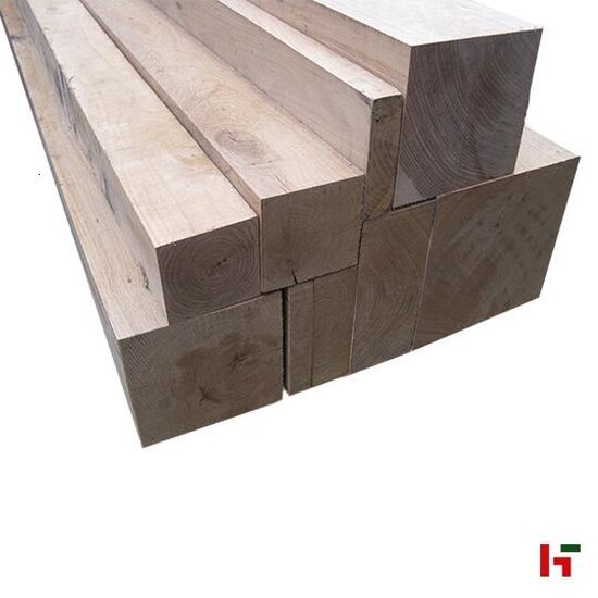 Constructiehout - Eiken constructiehout, Fijn bezaagd 200 x 200 mm 300 cm Onbehandeld - Private label